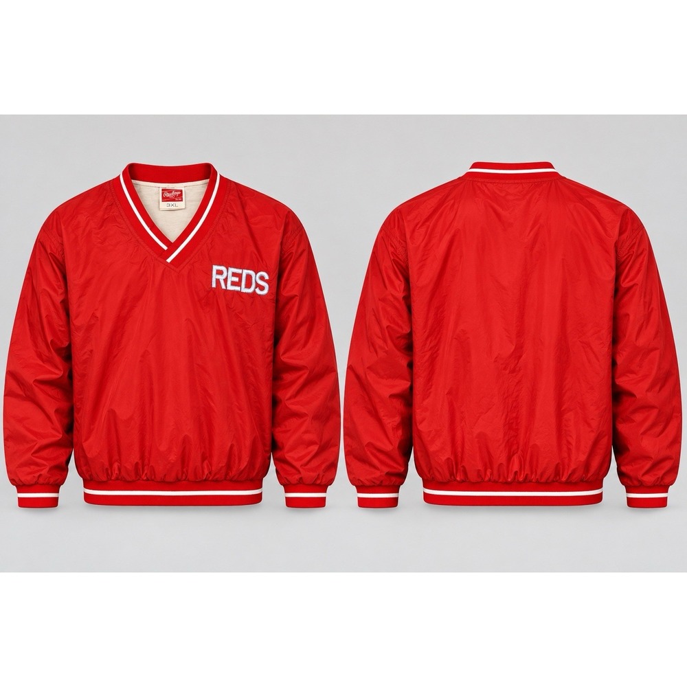 VTG Cincinnati Reds Pullover/Jacket size 3XL MLB Rawlings V Neck EXCELLENT